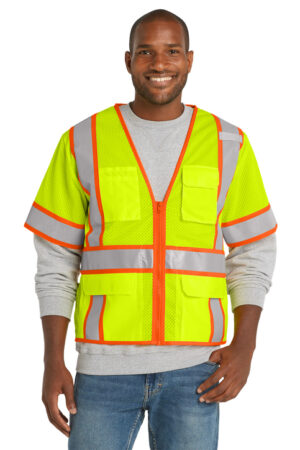 ANSI 107 Class 3 Surveyor Mesh Zippered Two-Tone Short Sleeve Vest